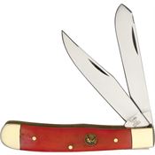 Hen & Rooster 312RSB Trapper Nickel Silver Bolster Knife with Red Smooth Bone Handle