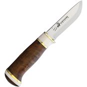 Karesuando 4040 Hieno Knife with Brown Curly Birch and Reindeer Horn Handle