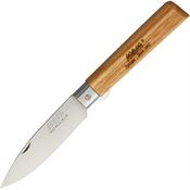 MAM 2036A Linerlock Satin Finish Stainless Drop Point Blade Knife with Oak Handle