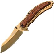 MTech A1030GBR Framelock Stainless Blade Assisted Opening Knife with Gold and Brown Pakkawood TiNi Finish Handle
