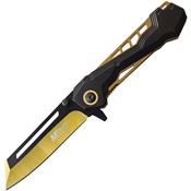 MTech A1057GD Linerlock Assisted Opening Gold Knife with Black Anodized Aluminum Handle