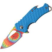 MTech A882TBL Tie Dye Framelock Assisted Opening Knife with Blue Nylon Front and Stainless Back Handle