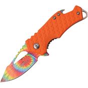 MTech A882TOR Tie Dye Framelock Assisted Opening Knife with Orange Nylon and Stainless Back Handle