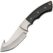Pakistan 8022HN Fixed Stainless Blade Guthook Knife with Finger Grooved Buffalo Horn Handle