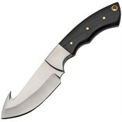 Pakistan 8022HN Fixed Stainless Blade Guthook Knife with Finger Grooved Buffalo Horn Handle