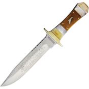 Rough Rider 1513 Roy Rogers Stainless Clip Knife with Brown Smooth Natural Black Pearl Handle