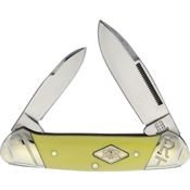 Rough Rider 1736 Canoe Carbon Steel Spear Pen Blade Knife with Yellow Smooth Synthetic Handle