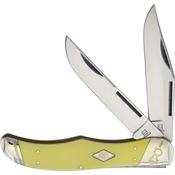 Rough Rider 1742 Folding Hunter Steel Clip and Skinner Blades with Yellow Smooth Synthetic Handle