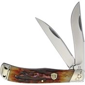 Rough Rider 1801 Jumbo Trapper Clip, Spey Blade with Brown Stag Bone Handle