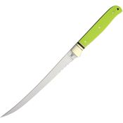 Rough Rider 1816 Fillet Stainless Fillet Blade Knife with Neon Green G10 Handle