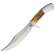 Rough Rider 1940 Medium Clip Point Hunter Finish Stainless Knife with Stag Bone Handle