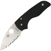 Spyderco 230GS Lil Native Compression Lock Serrated Satin Finish Knife with Black G10 Handle