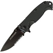 Schrade 001SCPA Linerlock Black Finish Blade Knife with Black Textured ABS and TPR Handle