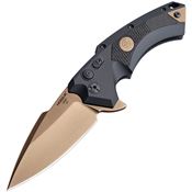 Sig 36570 X5 Dark Earth PVD Emperor Button Lock Knife with Black Aluminum Handle