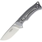 S-TEC 228628 Fixed Blade Satin Knife with Black and gray Sculpted G10 Handle