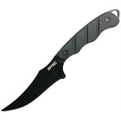 S-TEC 25139BK Black Fixed Blade Knife with Black Finger Grooved G10 Handle