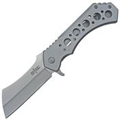 S-TEC S004SLL Framelock Cleaver Blade Knife with Matte Finish Stainless Handle