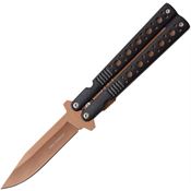 Tac Force 528BZ Linerlock Assisted Opening Bronze TiNi coated Knife with Black Anodized Aluminum Handle