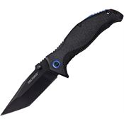 Tac Force 964TBK Linerlock Assisted Opening Black Finish Blue Aluminum Backspacer Knife with Black Nylon Handle