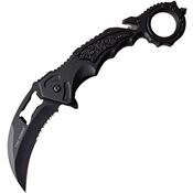 Tac Force 972BK Karambit Linerlock Assisted Opening Black Finish Knife with Black Anodized Aluminum Handle