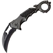 Tac Force 972GY Karambit Linerlock Assisted Opening Black Finish Knife with Black and Gray Anodized Aluminum Handle