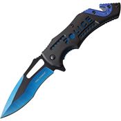 Tac Force 976PD Police Linerlock Assisted Opening Two-Tone Finish Knife with Black and Blue Anodized Aluminum Handle