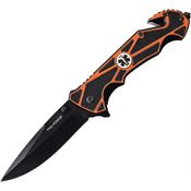 Tac Force 987OR EMT Linerlock Assisted Opening Black Finish Knife with Black and Orange Anodized Aluminum Handle