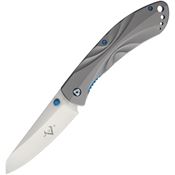 V NIVES 30084 Poseidon Linerlock Satin Finish Knife with Gray Sculpted Titanium Handle