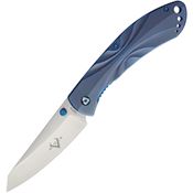 V NIVES 30091 Poseidon Linerlock Satin Finish Knife with Blue Sculpted Titanium Handle