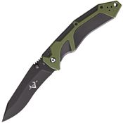 V NIVES 30176 Fractal Linerlock Assisted Opening Black Finish D2 Tool Steel Knife with Green G10 Handle
