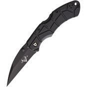 V NIVES 30183 Rocky Lockback Black Finish D2 Tool Steel Knife with Black Sculpted FRN Handle