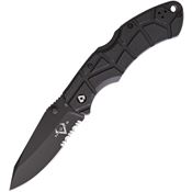 V NIVES 30206 Rocky II Lockback Black Finish Knife with Black Sculpted FRN Handle