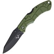 V NIVES 30312 Rocky II Lockback Black Finish Knife with OD Green Sculpted FRN Handle