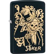 Zippo 02233 Skull Joker Lighter with Black Matte Finish