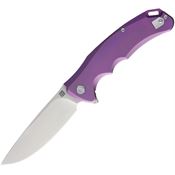 Artisan 1702GRE 4 Inch Tradition Framelock Drop Point Blade Knife with Purple Anodized Titanium Handle
