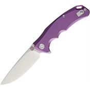 Artisan 1702GSRE Small Tradition Framelock Drop Point Blade Knife with Purple Anodized Titanium Handle