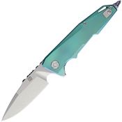 Artisan 1706GGN Predator Framelock Drop Point Blade Knife with Green Anodized Titanium Handle