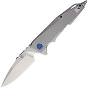 Artisan 1706GGY Predator Framelock Drop Point Blade Knife with Gray Anodized Titanium Handle