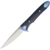 Artisan 1707GSBU Small Shark Framelock Steel Blade Knife with Blue Anodized Titanium Handle