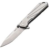 Boker Plus 01BO764 Kihon Tanto Framelock Steel Tanto Blade Knife with Stonewash Finish Stainless Handle