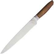Ferrum RS0900 9 Inch Reserve Scalloped Slicer Stainless Blade Knife with Reclaimed Hardwood Handle