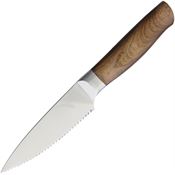 Ferrum RT0400 4 Inch Reserve Tomato Stainless Blade Knife with Reclaimed Hardwood Handle