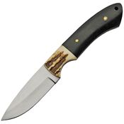 Pakistan 3379 Fixed Hunter Drop Point Blade Knife with Buffalo Horn and Stag Bone Handle