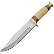 Pakistan 3386 Bowie Stainless Clip Point Blade Knife with White Smooth Bone Handle