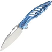 Rike THOR6B Thor 6 Framelock Drop Point Blade Knife with Blue Anodized Titanium Handle