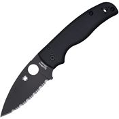 Spyderco 229GSBK Shaman Compression Lock Stainless Blade Knife with Black G10 Handle