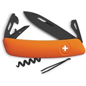 Swiza Pocket 331060 D03 Swiss Pocket Black PVD Titanium Multi-Tool Knife with Orange Synthetic Handle