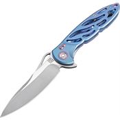 Artisan 1801GBUS Dragonfly Framelock S35VN Steel Blade Knife with Blue Titanium Handle