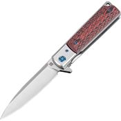 Artisan 1802GBNS Classic Linerlock S35VN Steel Drop Point Blade Knife with Red G10 Handle