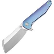 Artisan 1803GBUM Osprey Framelock Stainless Blade Knife with Blue Anodized Titanium Handle